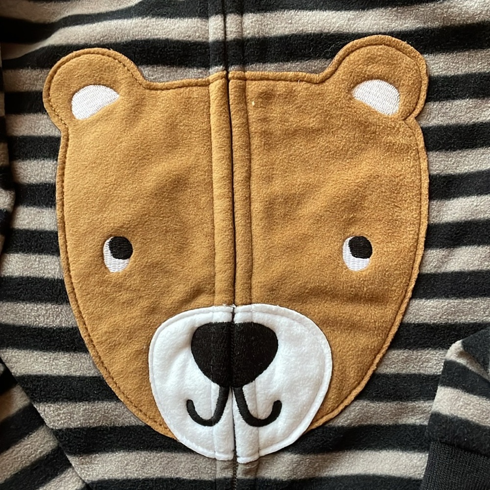 Carter's Toddler Boy's Bear Striped Fleece Footless Pajama Sleeper, Size 4T NWT - Picture 3 of 5